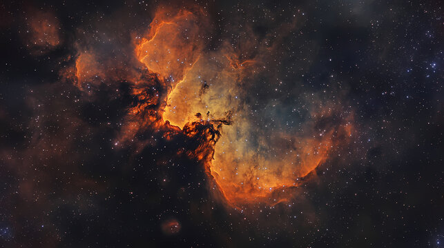 Stunning view of the gecko nebula (lbn in lacerta - a detailed astrophotography. Celestial. Illustration