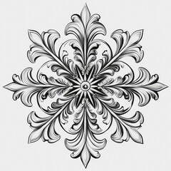 Decorative Snowflake Design on White Background