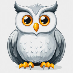 Fototapeta premium Cute Cartoon Owl on White Background