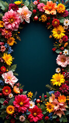 Obraz premium frame of flowers and roses, empty background, space for text