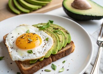 Minimalist Fried Egg Avocado Toast - Healthy Breakfast