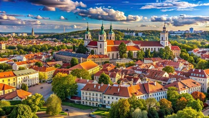 Panoramic view of the historic center of Vilnius, Lithuania, Vilnius, Lithuania, old town