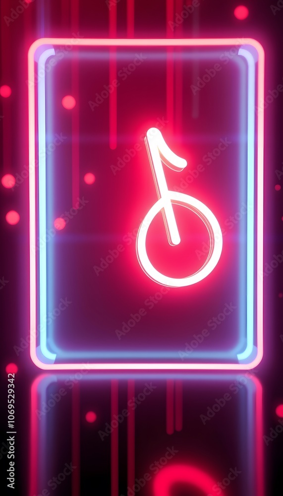Poster stunning 3d music note neon light animation background suitable for various creative projects like v