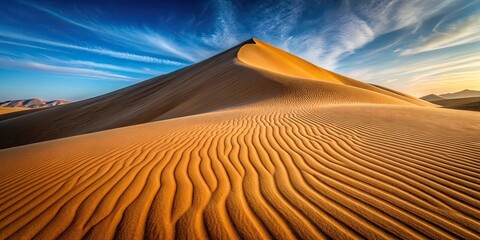 Naklejka premium Massive sand dune wave in the desert, desert, sand, dune, wave, sandstorm, horizon, arid, dry, landscape, nature, scenic