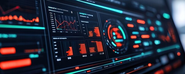 Obraz premium Data Dashboard Display with AI Driven Metrics