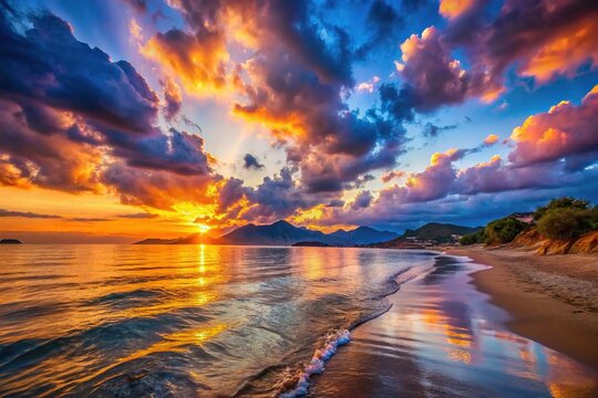 Sunset Acharavi Beach Corfu Greece Rule of Thirds AI Art