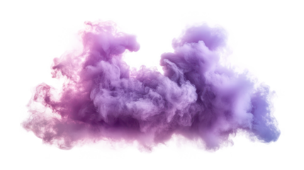 Floating purple smoke clouds create eerie atmosphere, swirling and blending in shades of violet and lavender on transparent background