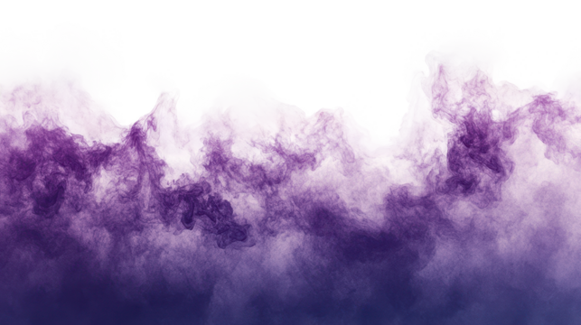 Ethereal purple smog clouds create mystical low ground layer on transparent background