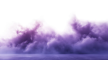 Smoky purple clouds creating mystical atmosphere, with mist creeping across floor on transparent background