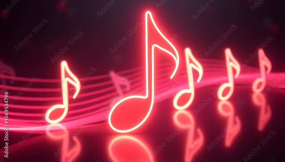 Poster stunning 3d neon music note animation background ideal for creating engaging video effects and hd wa