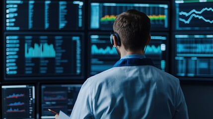 Data Scientist Analyzing Results in High-Tech Environment