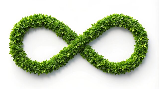 A leafy green infinity symbol, a symbol of endless possibilities and a reminder of nature's resilience