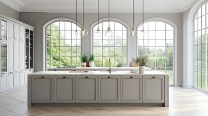 A large bathroom with a bathtub, sink, and mirror. The bathroom is very clean and well-lit