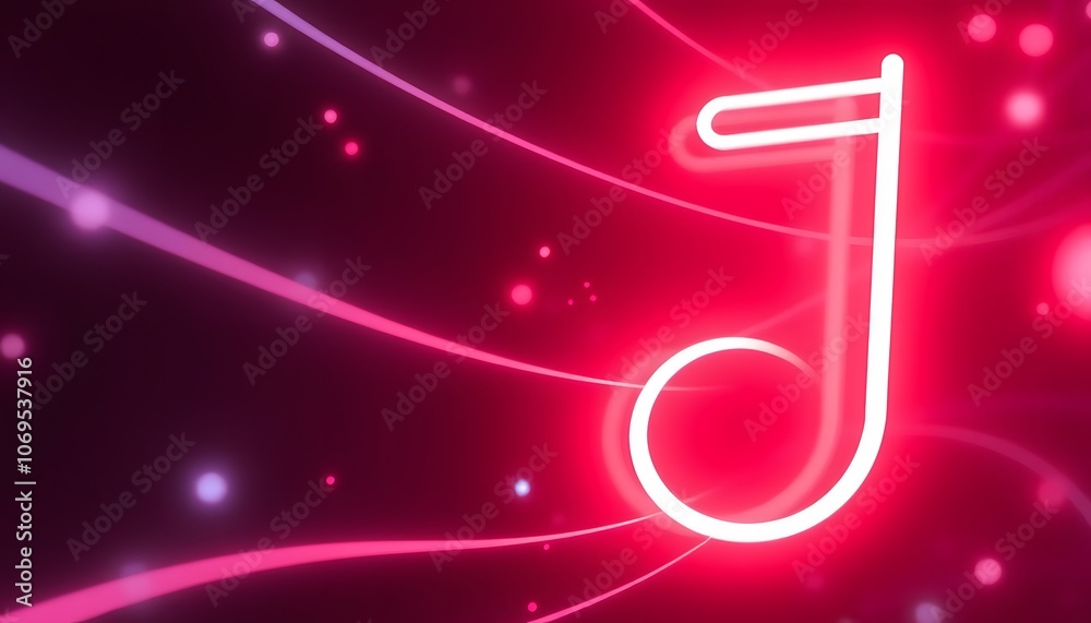 Poster Vibrant 3D Neon Music Note Animation Background for Creative Projects and Visual Effects in High Definition