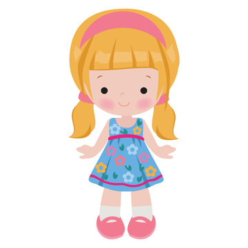 recommend clip art: Cute little girl in a summer dress
