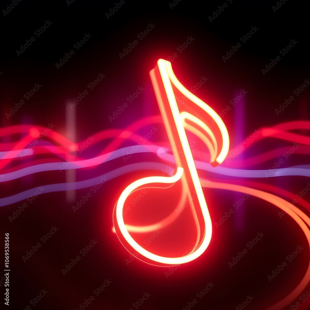 Poster stunning 3d animation of neon music note light effects perfect for backgrounds and video projects