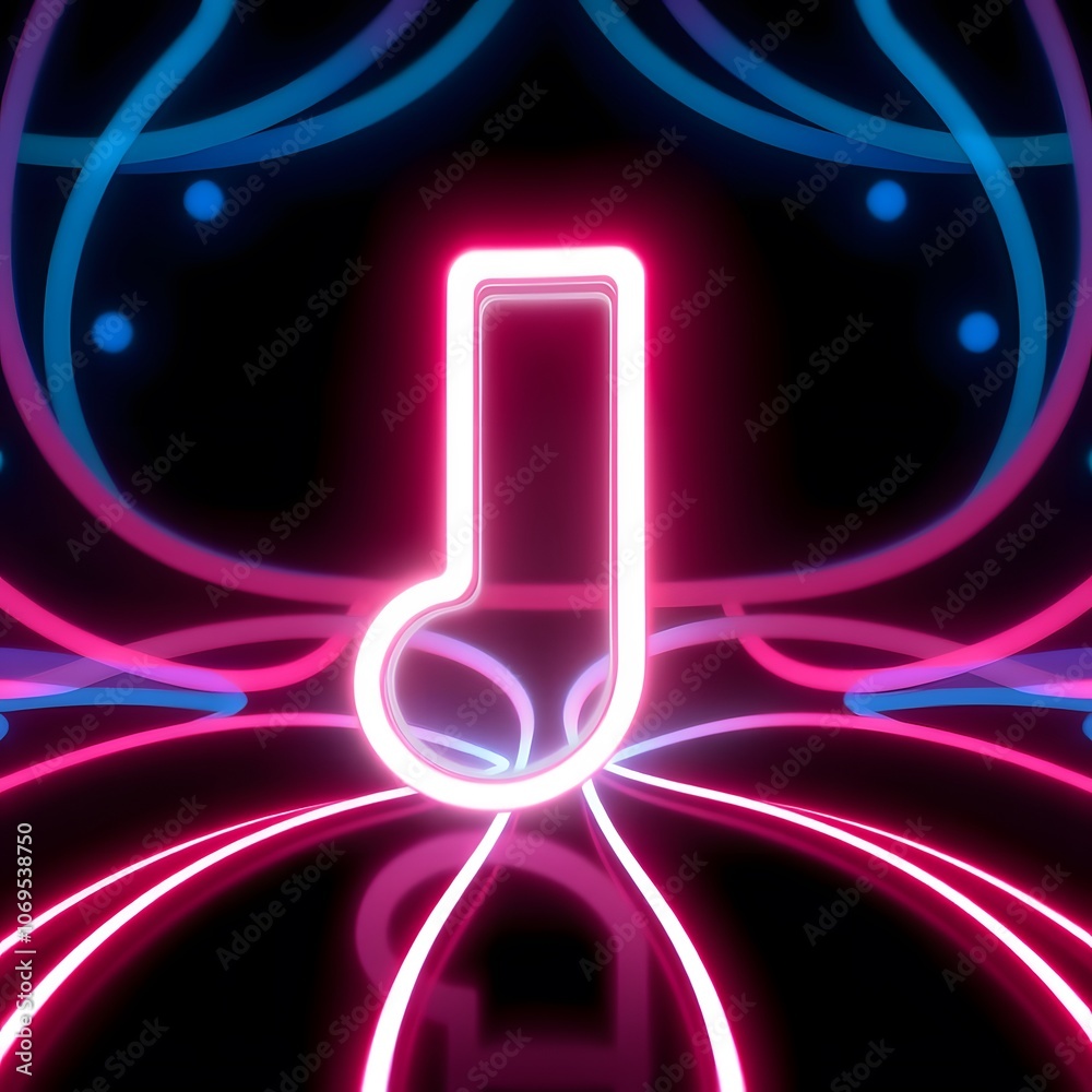 Aufkleber stunning 3d music note neon light animation background ideal for creative projects and hd wallpaper 