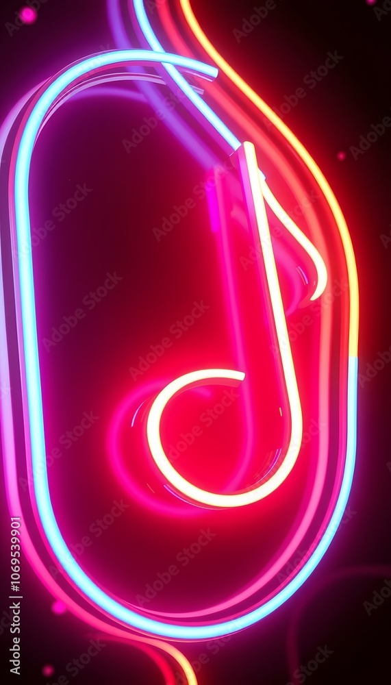 Aufkleber captivating 3d neon light animation featuring music notes perfect for event backgrounds and creative