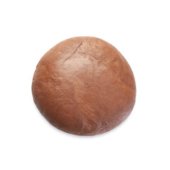 Chocolate dough isolated on white, top view