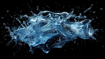 3D render illustration of clear blue water splashed around in transparent form.