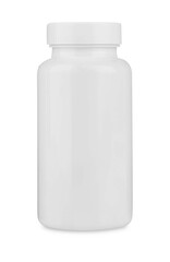 Medical bottle with pills isolated on white