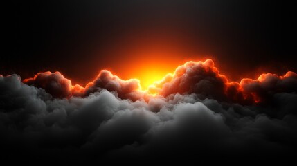 Fototapeta premium Mystical Glowing Smoke Clouds Backlit on Dark Background Creating Depth and Shadows