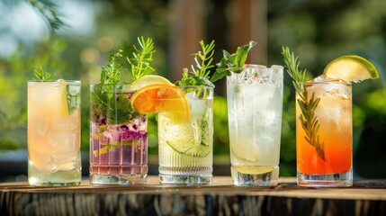 A bar serving a variety of alcoholfree drinks carefully crafted with fresh herbs es and juices to mimic the flavors of popular cocktails.