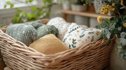 A gender-neutral baby gift basket featuring organic clothing, perfect for fashion branding.