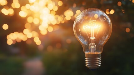 Illuminated lightbulb radiating brilliance, representing creativity, ideas, and innovation. AI generated