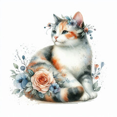 an illustration of a cat's watercolor painting