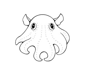 メンダコの白黒イラスト