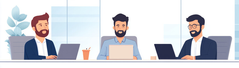 Engaged professionals collaborating in modern office setting, showcasing teamwork and productivity. atmosphere is bright and inviting, perfect for creative discussions