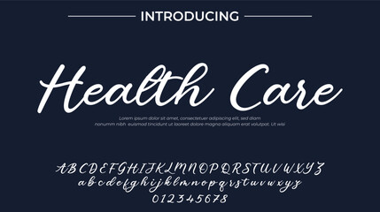 Health Care Font Stylish brush painted an uppercase vector letters, alphabet, typeface