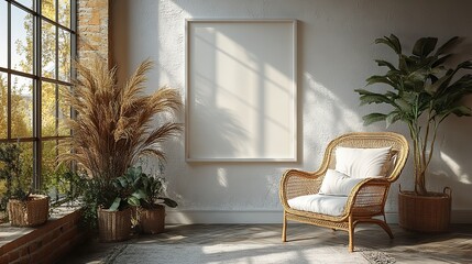 A minimal white floater frame mockup, ideal for presenting artwork or photography.