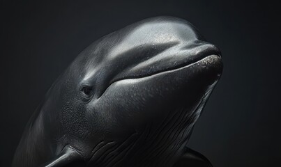 Artistic portrait of a majestic whale in a studio setting, featuring a stunning and professional photoshoot of the magnificent marine animal.