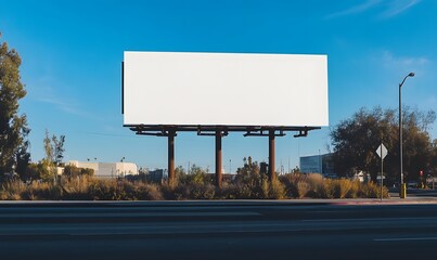 Blank_billboard,blue_sky_and_white_clouds,generation AI