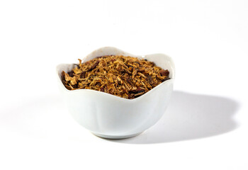 Pile of aromatic herbal tea. Dry herbal tea isolated on a white background. Tea party concept. medicinal herbs.