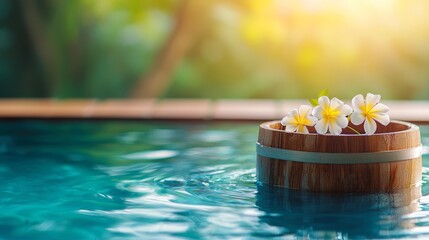 Serene Spa Retreat: Relaxing Hot Tub with Floating Essential Oils and Blossoms