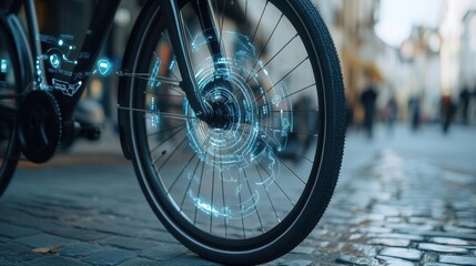 Futuristic Bicycle Wheel with Digital Display