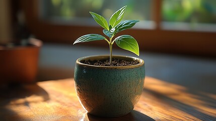 A plant in a pot resembling a graph of growth, symbolizing progress and personal development.