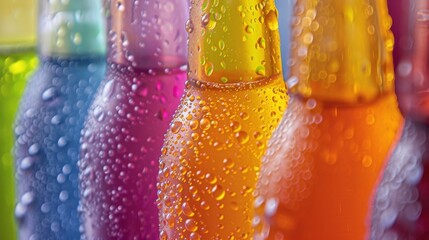 A collection of colorful and unique labels are shown each representing a different batch of homemade soda made with love and experimentation.
