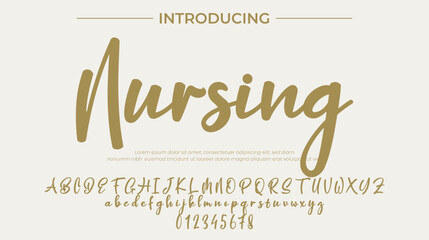 Nursing Font Stylish brush painted an uppercase vector letters, alphabet, typeface