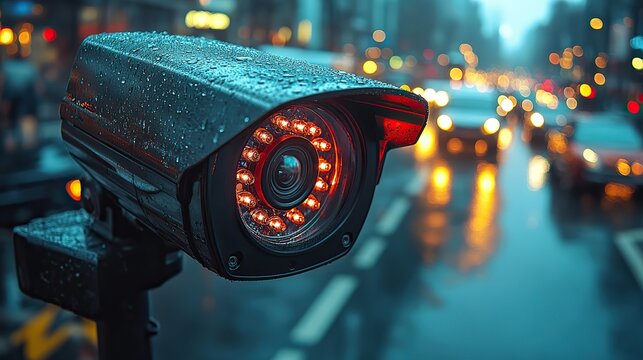 A representation of smart camera solutions focuses on automated recognition and vehicle speed detection, promoting adherence to traffic regulations.