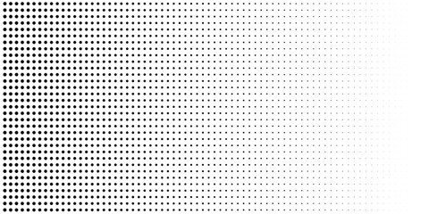 Halftone gradient. Dotted gradient, smooth dots spraying and halftones dot background seamless horizontal geometric pattern vector template set.