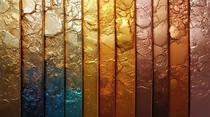 A set of golden gradient swatches is displayed, offering a luxurious palette for design projects...