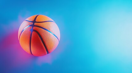 Fototapeta premium A basketball is shown in a blue background