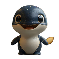 Cute Cartoon Whale with Big Eyes and Happy Smile