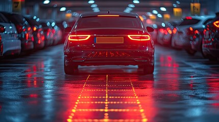 A smart parking system using LPR cameras shows automated number plate recognition for streamlined parking lot management.