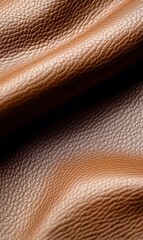 Brown Leather Surface Close-up with Distinct Textured Grain
