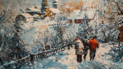 A glimpse of the wintry Russian landscape on a large painting transporting guests to a different place while sipping on their tea.